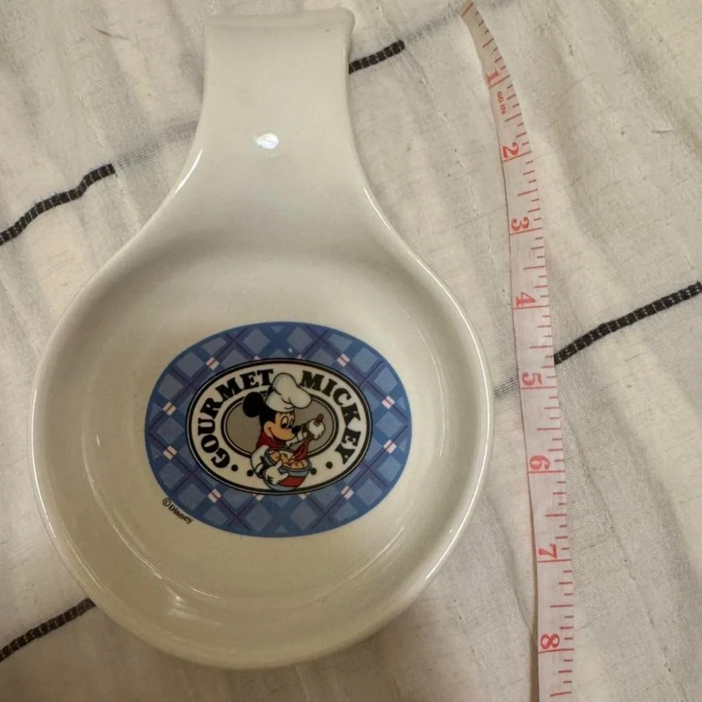 Vintage Disney Gourmet Mickey Mouse blue plaid Spoon Rest by Treasure Craft